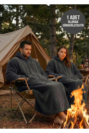 Packho Welsoft Kapüşonlu Giyilebilir TV Battaniyesi – Unisex Oversize - Antra...