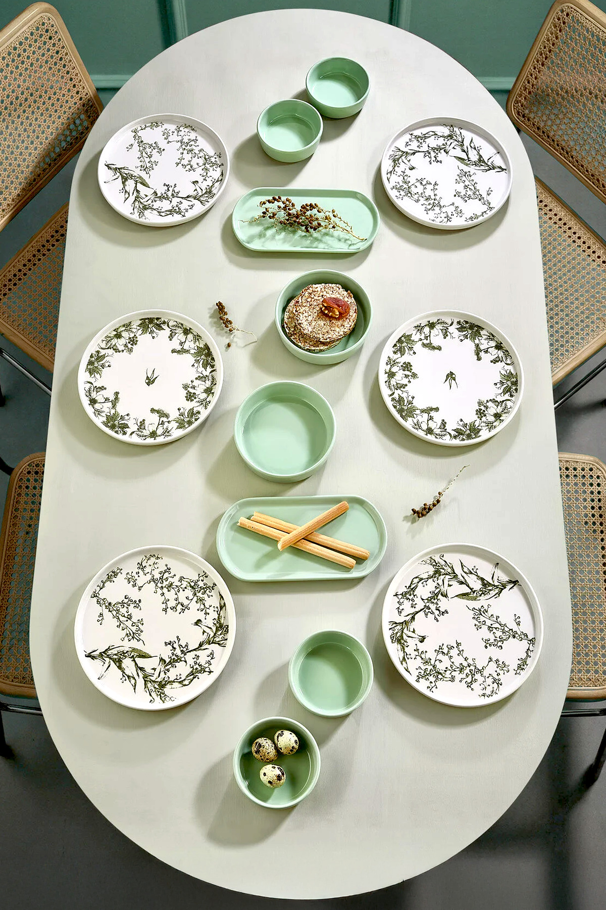 Kitchen Life 14 Piece 6-Person Ivy Breakfast Set - Luxury Breakfast Presentat...