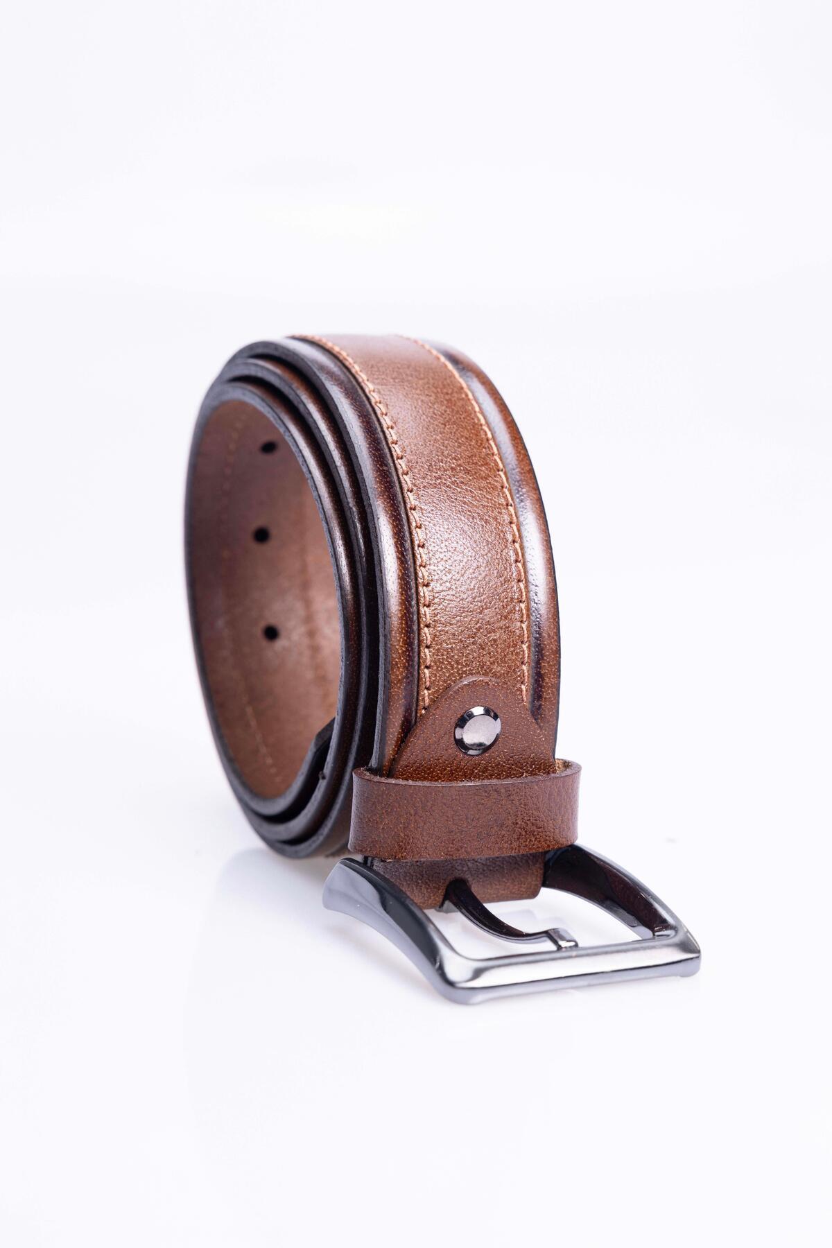 تودورز کمربند اسپرت مردانه ۱۰۰٪ چرم اصل ۴ سانتی‌متری قهوه‌ای روشن