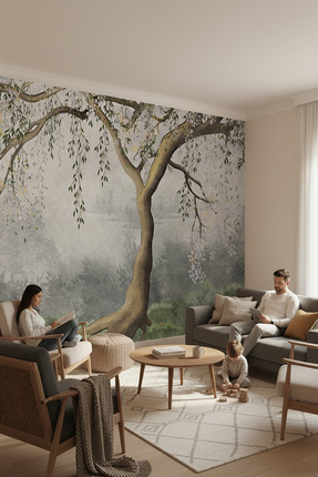 dreamwall Manzara Çınar Ağacı Desenli Duvar Kağıdı -Isı ve Ses Yalıtımı