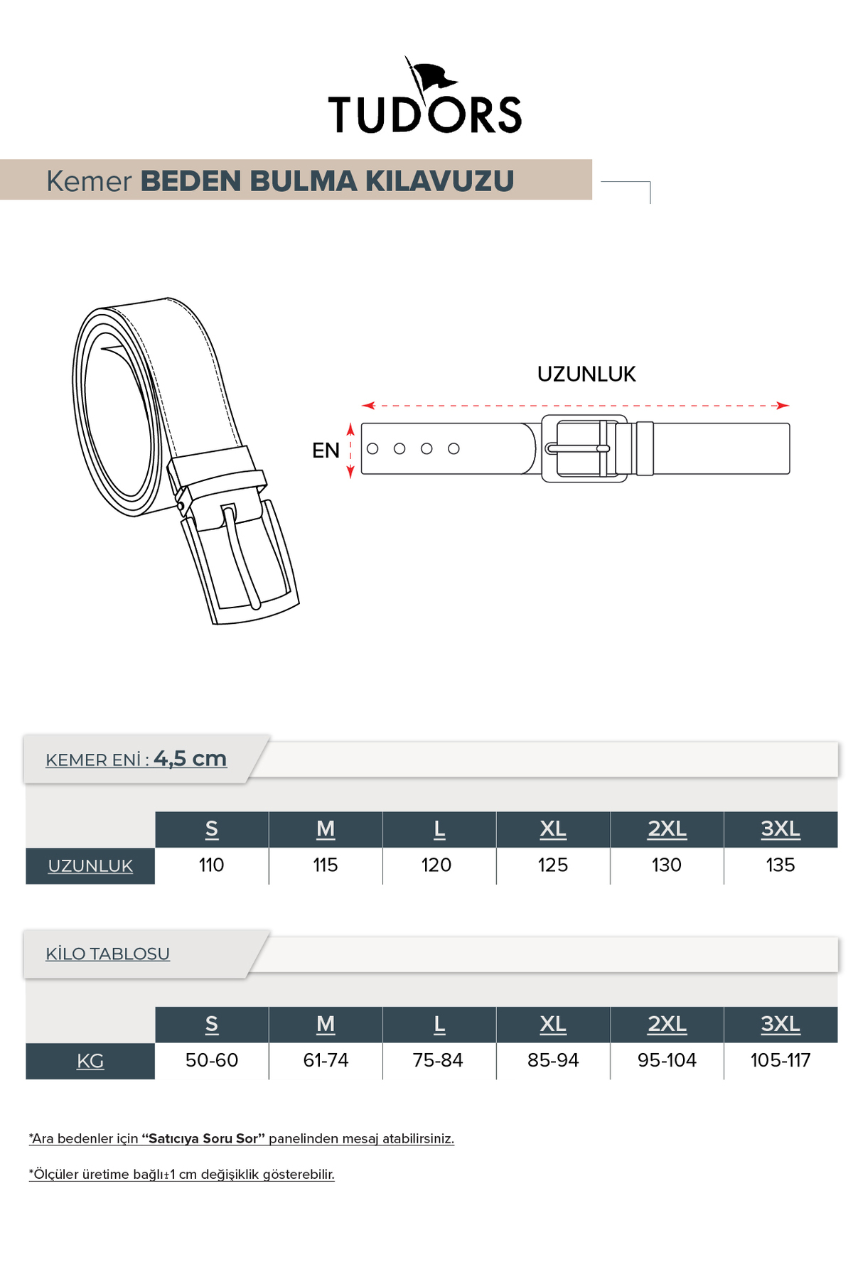 Tudors  Erkek 4,5 cm Spor Siyah Kemer - Görsel 3