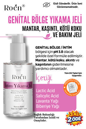 Roen İntim Yıkama Jeli Genital Bölge Temizleyici, Koku, Mantar, Kasıntı ph 3....