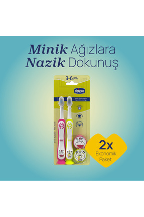 Chicco 2'Lİ DİŞ FIRÇASI 3-6 YAŞ HIPPO-PANDA