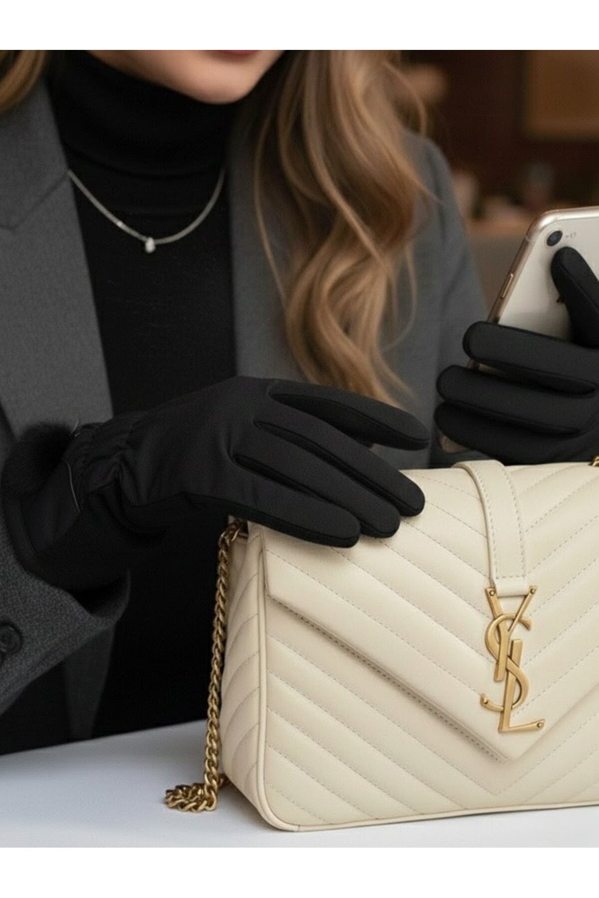 Özyıldırım Çarşı Pazar  Kadın Eldiven+İçi kürklü+Dışı polyester+Soğuğa karşı direnç+Standart beden - Görsel 6