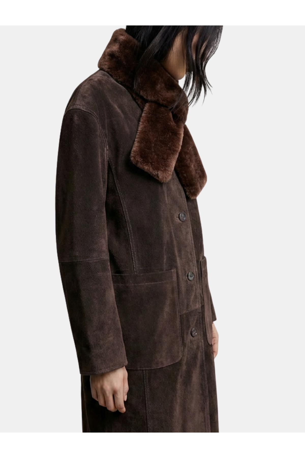 Nelli Studio  Güderi Dokulu Kaban ve Kürk Şal NS002 - Görsel 2