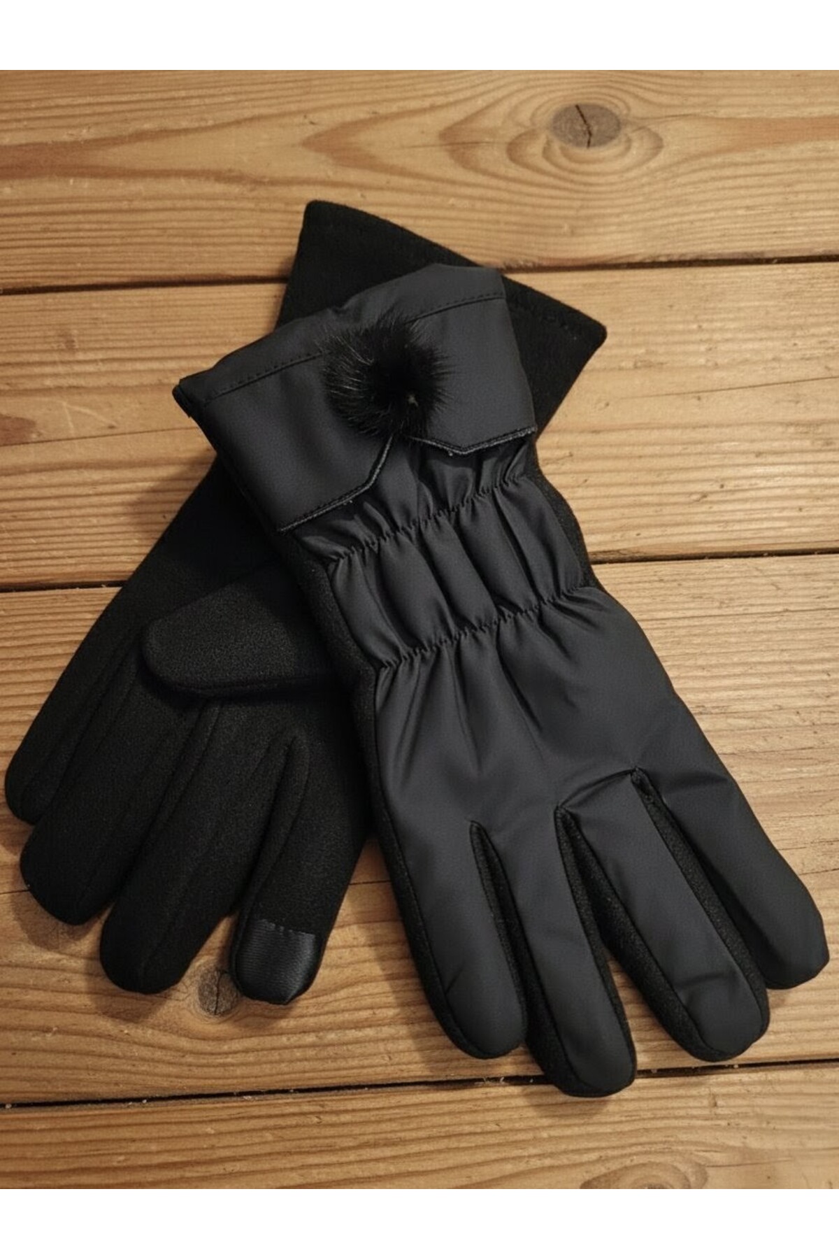 Özyıldırım Çarşı Pazar  Kadın Eldiven+İçi kürklü+Dışı polyester+Soğuğa karşı direnç+Standart beden - Görsel 4