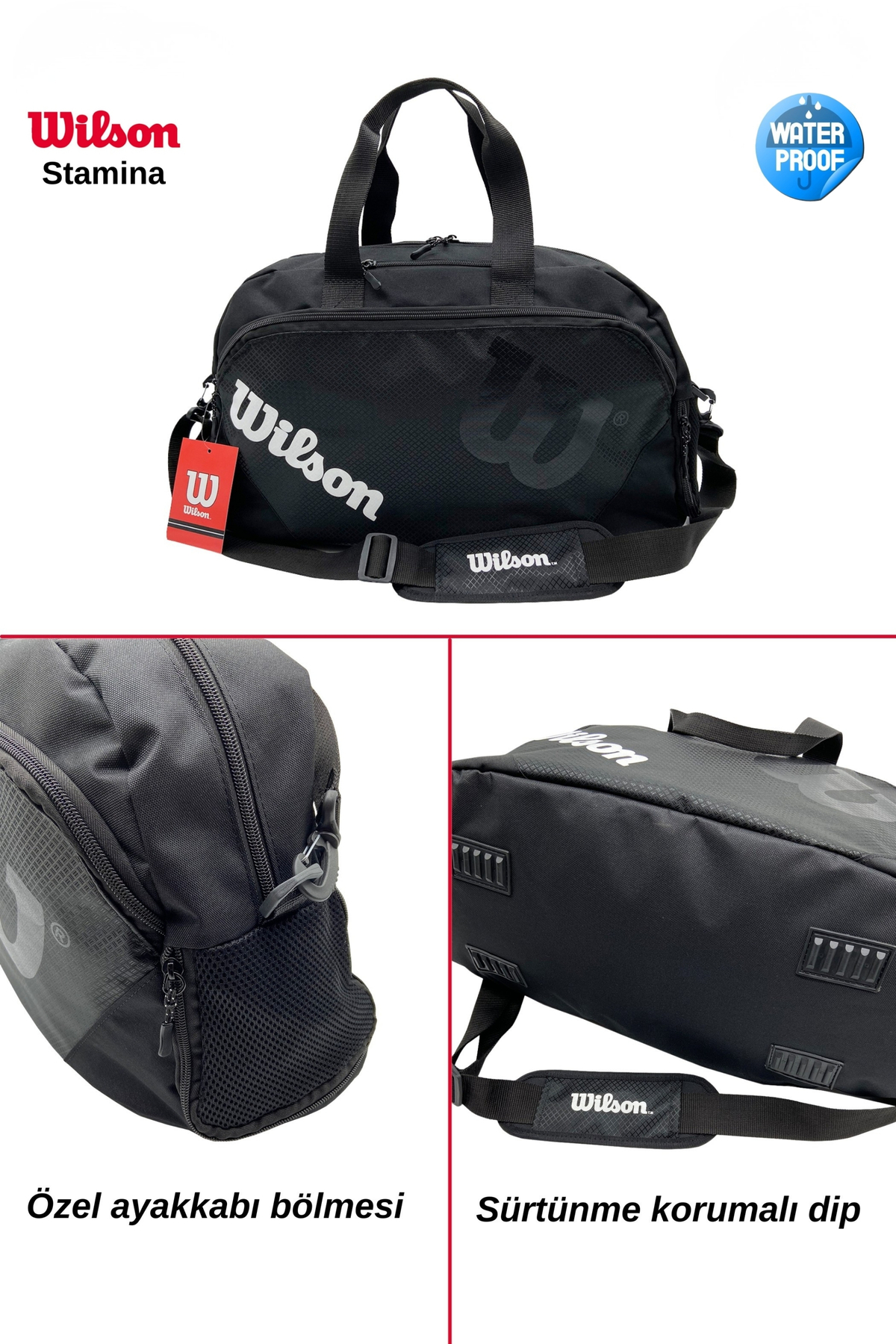 Wilson  Spor Çantası Siyah Renk Spor Seyahat Çantası - Görsel 2