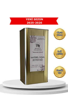 Bahçe Piladar Olgun Hasat Natürel Sızma Zeytinyağı 5 LT Teneke (2025-2026 Hasat)