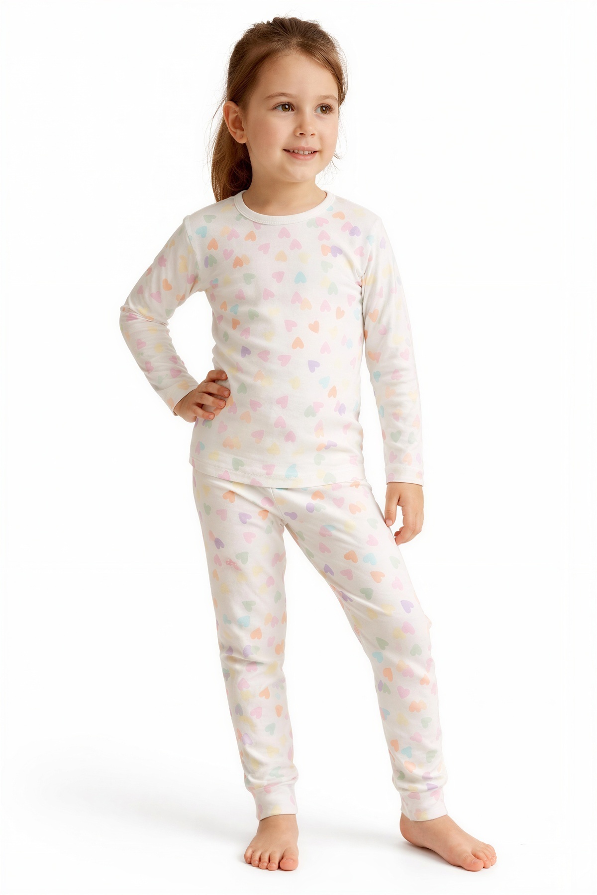 Long Sleeve Patterned Children's Pajamas Set #printedchildrenpajama care #laundry #heartdesenlipijama