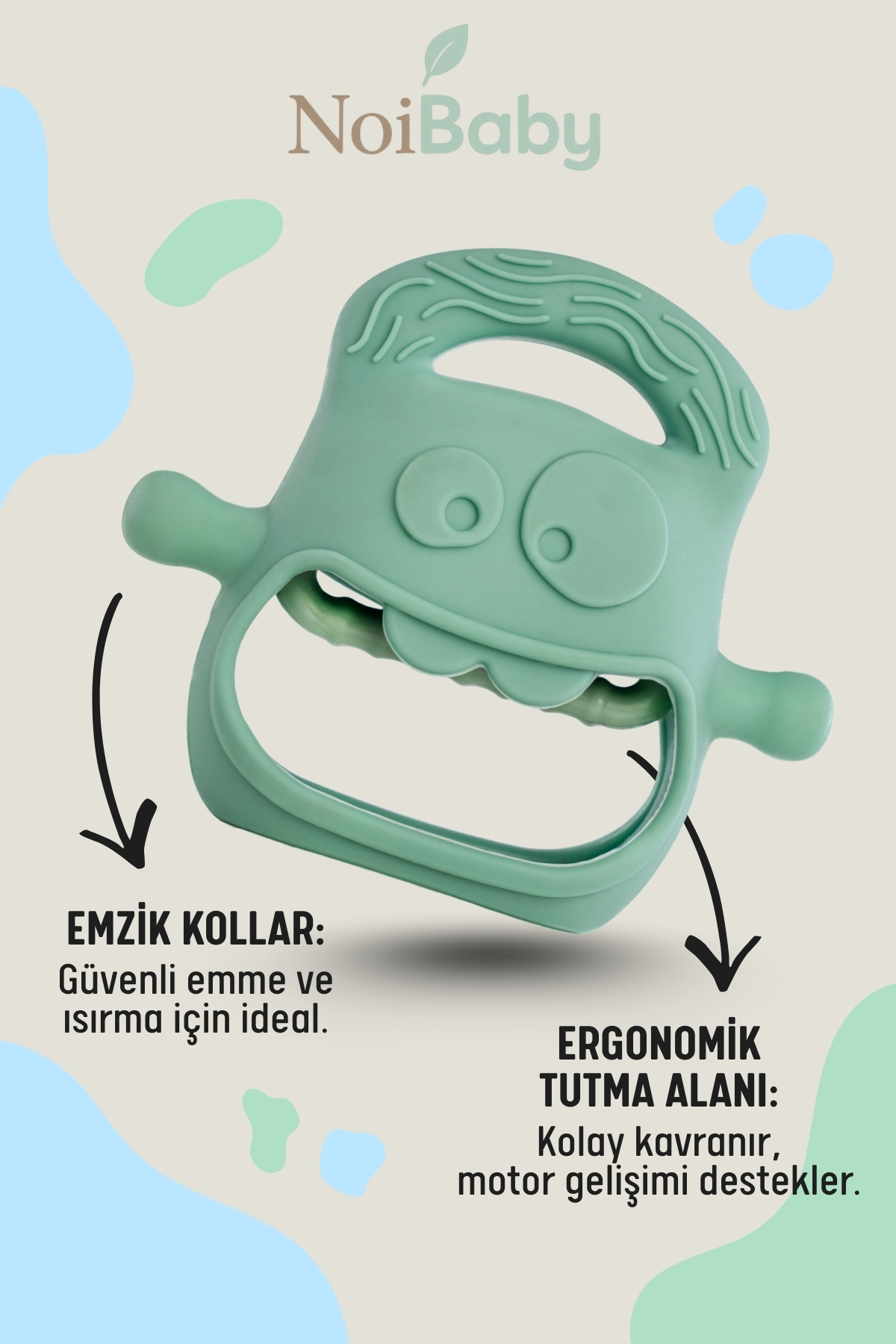 NoiBaby Bebek Diş Kaşıyıcı Silikon - Yeşil fotoğrafı 2 (önizleme)