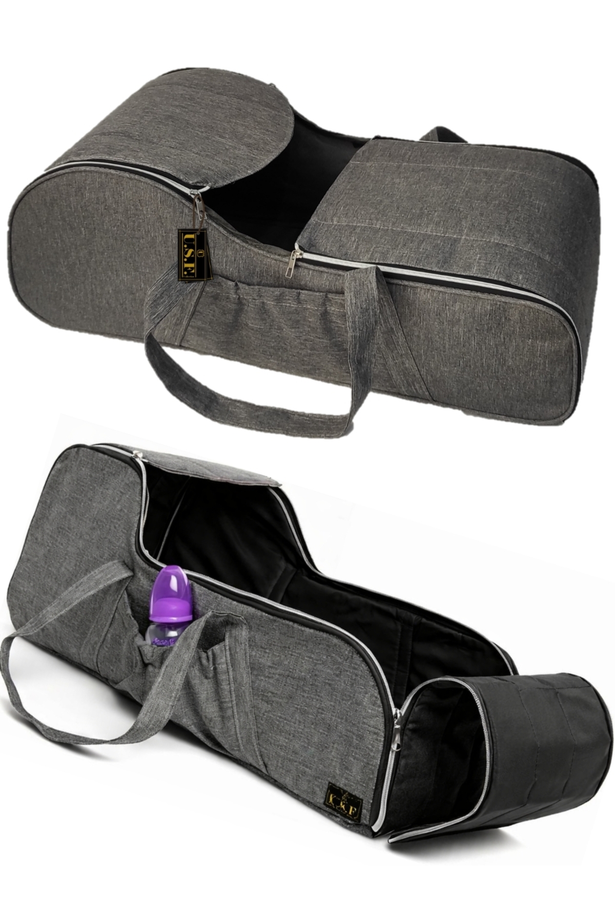 USF Gri Anne Bebek Bakım Çantası + Portbebe Ana Kucağı Puset Ikili Set fotoğrafı 7 (önizleme)