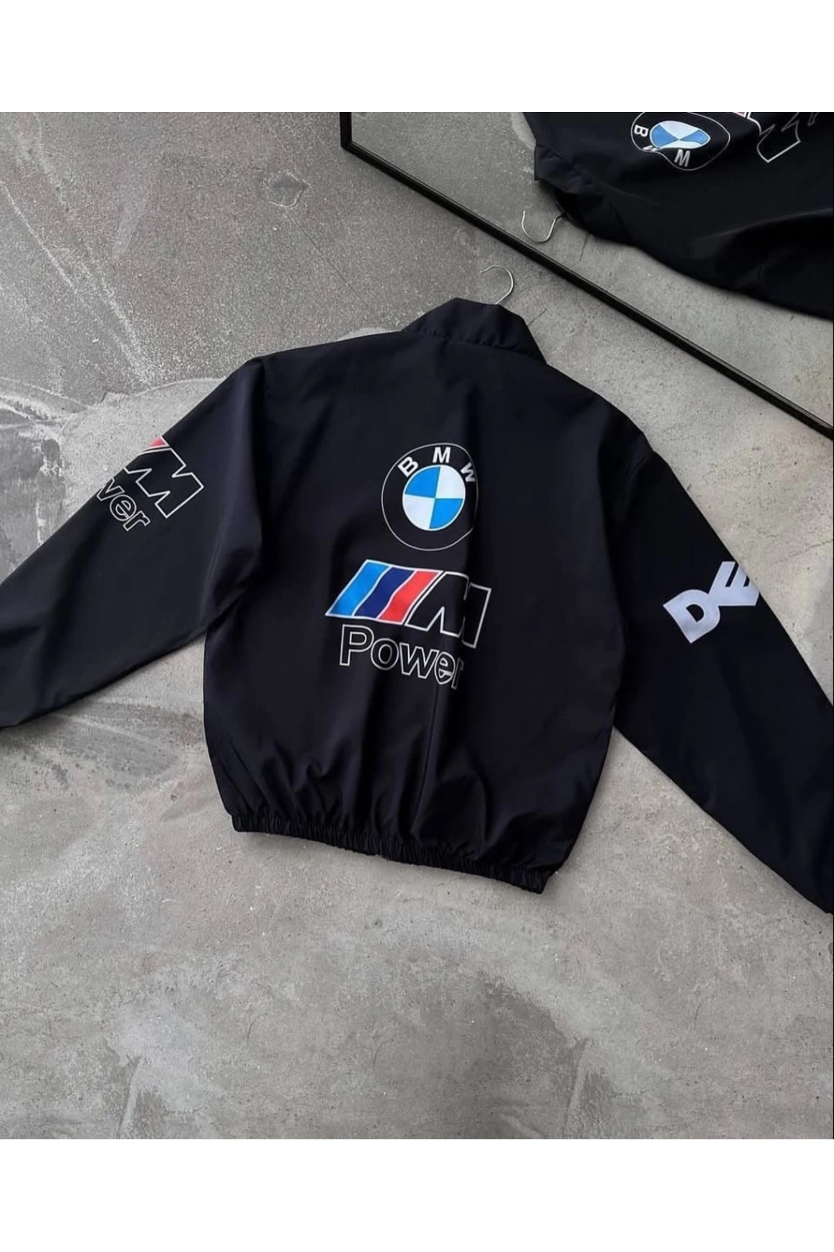 Bmw ///m Retro Unisex Paraşüt Kumaş Oversize Dijital Baskılı Siyah Rüzgarlık Yağmurluk — سرمه‌ای LSHNBMW1 — تصویر 2 از 5