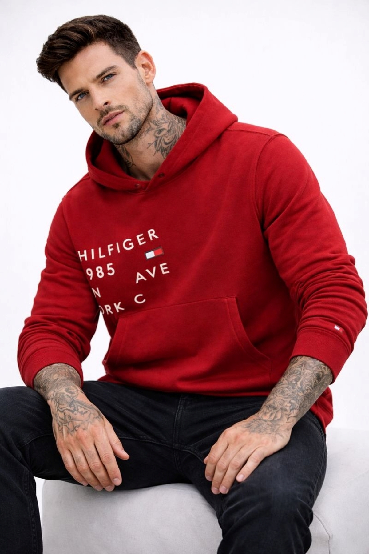 تامی هیلفیگر سویشرت گرافیکی لوگودار سایز معمولی