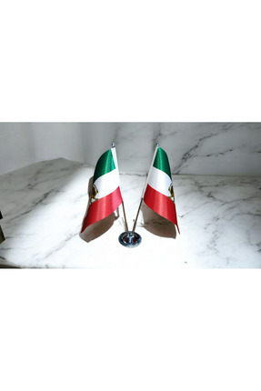 ZC Bayrak Aslan Güneş Iran Milli 2li Masa Üstü Bayrağı 15x22.5 Masa Bayrağı