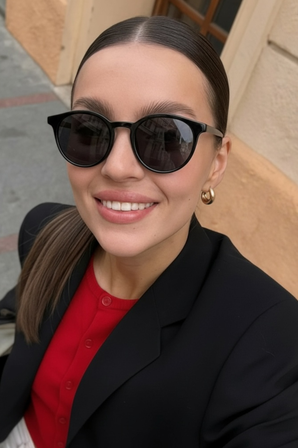 Eyesofia Bernard Unisex Kemik Oval Siyah Güneş Gözlüğü görsel 3