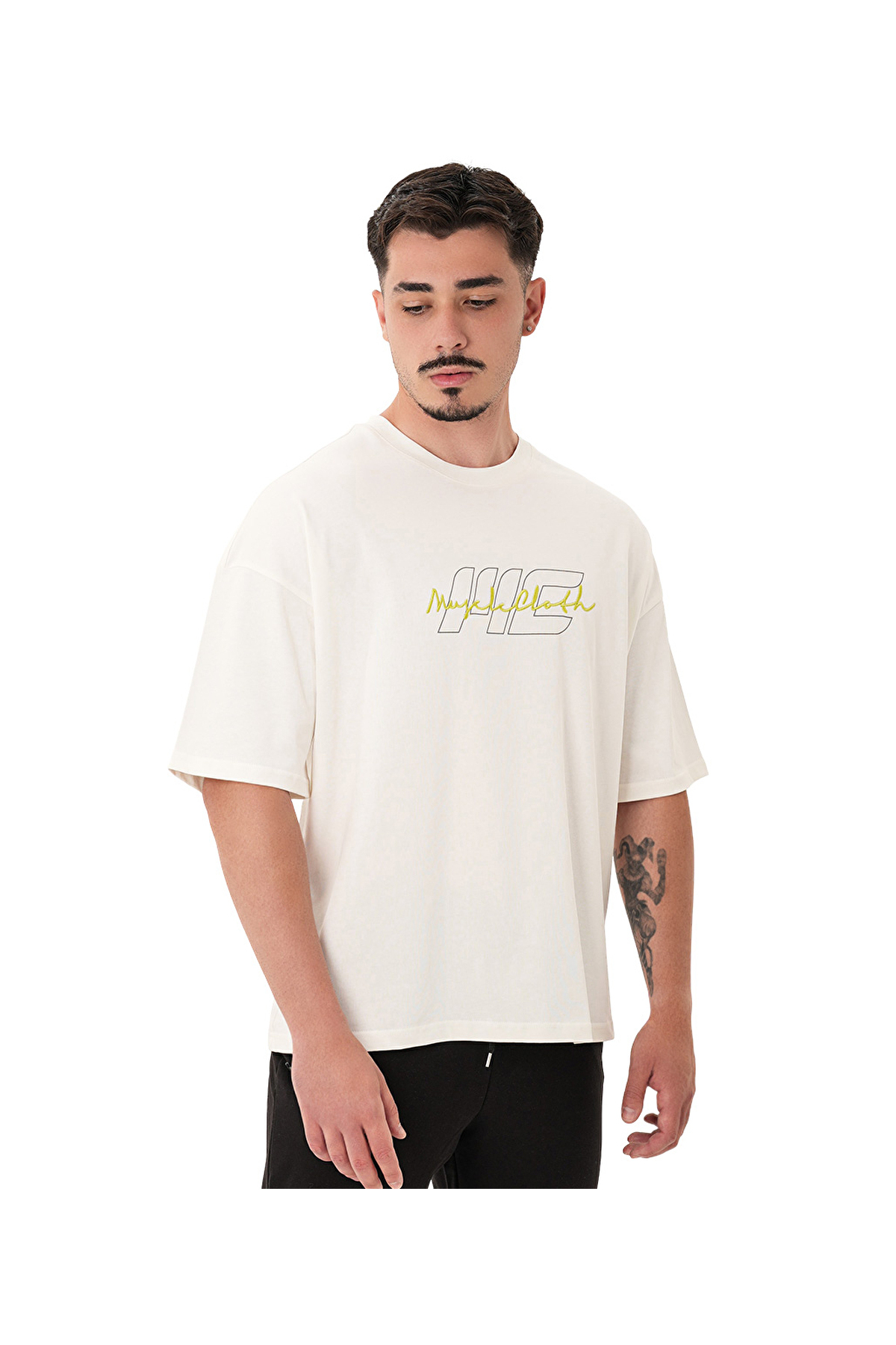 MUSCLECLOTH Icon Heavyweight Oversize T-Shirt Kırık Beyaz - Fiyatı