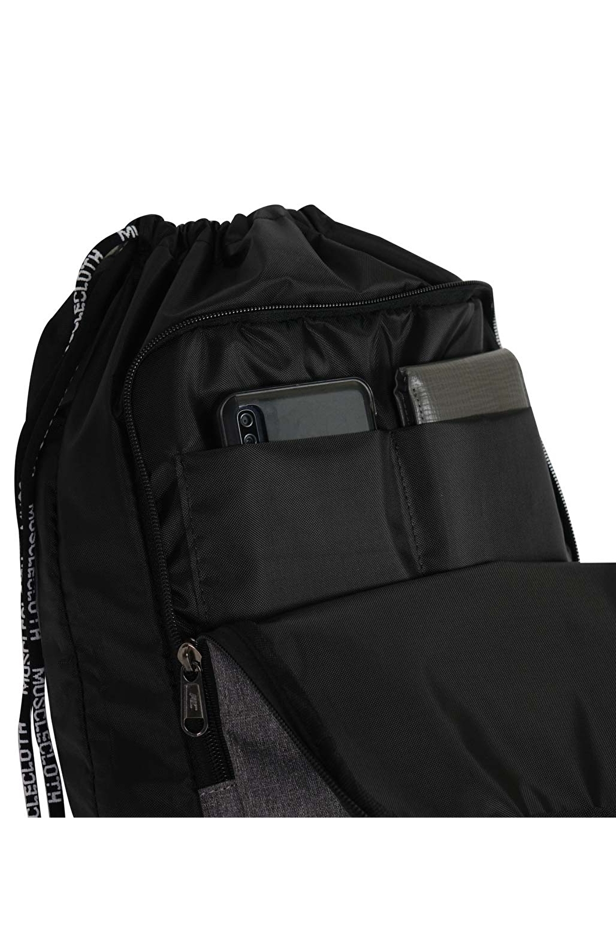MUSCLECLOTH  Sackpack Spor Çanta Siyah Gri - Görsel 8