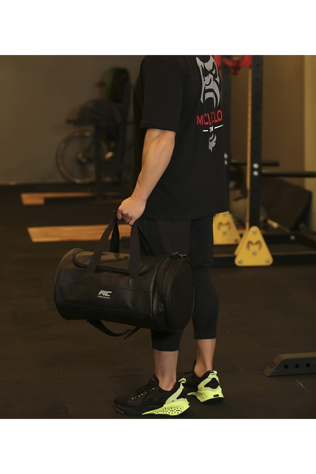 MUSCLECLOTH  Elite Duffel Bag Silindir Spor Çanta Siyah - Görsel 4