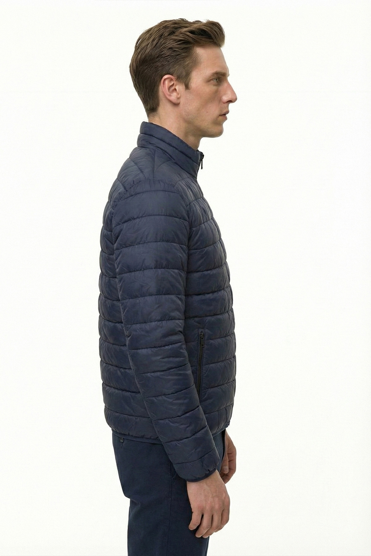 D1fference  Erkek İçi Astarlı Su İtici Rüzgar Geçirmez Hafif Elyaf Dolgulu Dik Yaka Spor Şişme Mont - Görsel 5