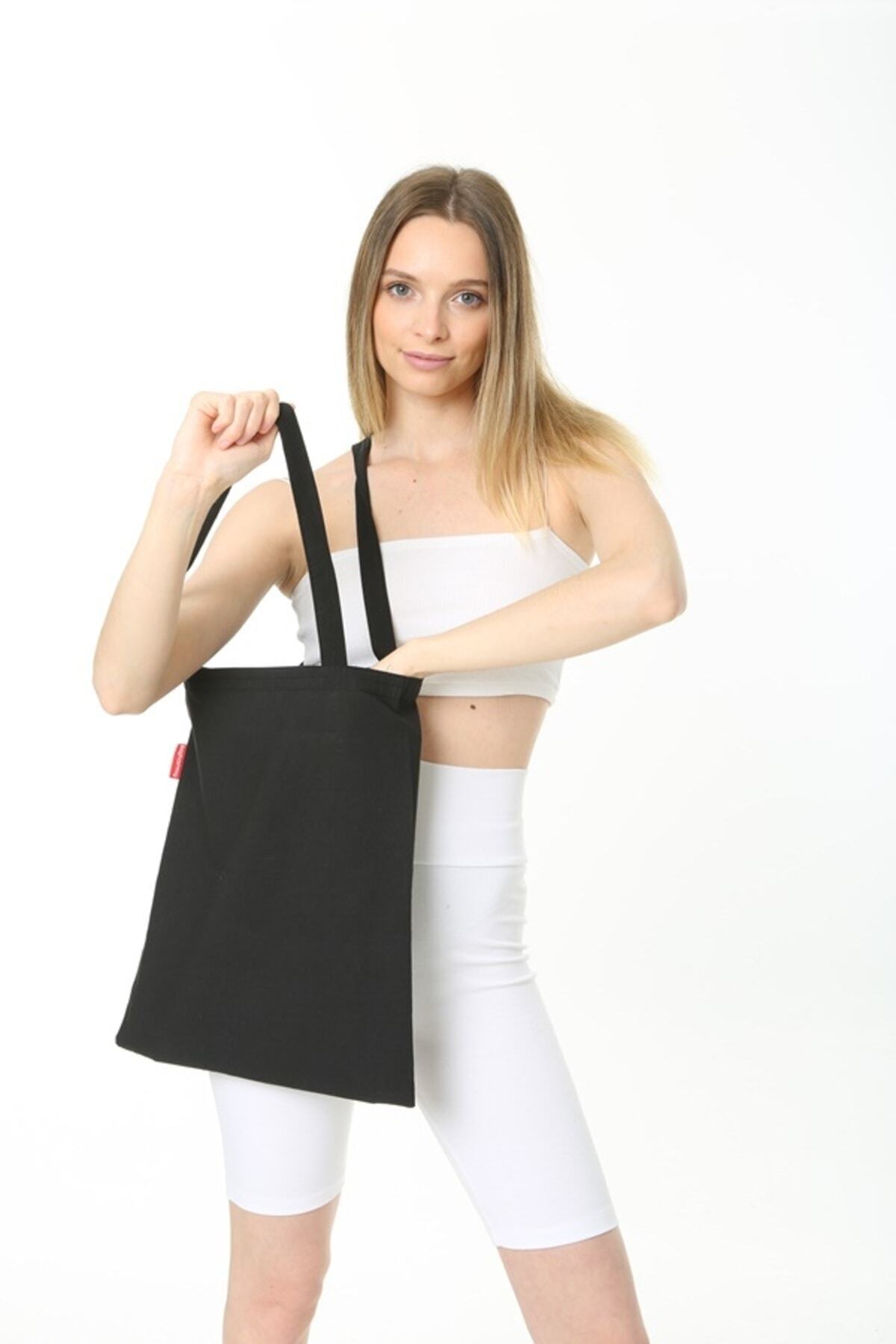 Serkan Çanta Bez Çanta Atölyesi  3 Adet Bez Çanta Siyah-Kırmızı-Krem - Görsel 3