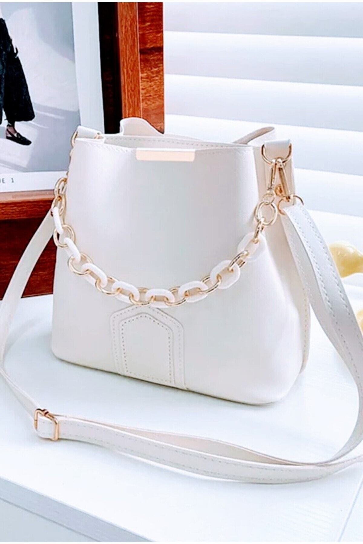 Pemboo Ženska torba od meke kože sa 3 odjeljka i lančićem za nošenje na ramenu