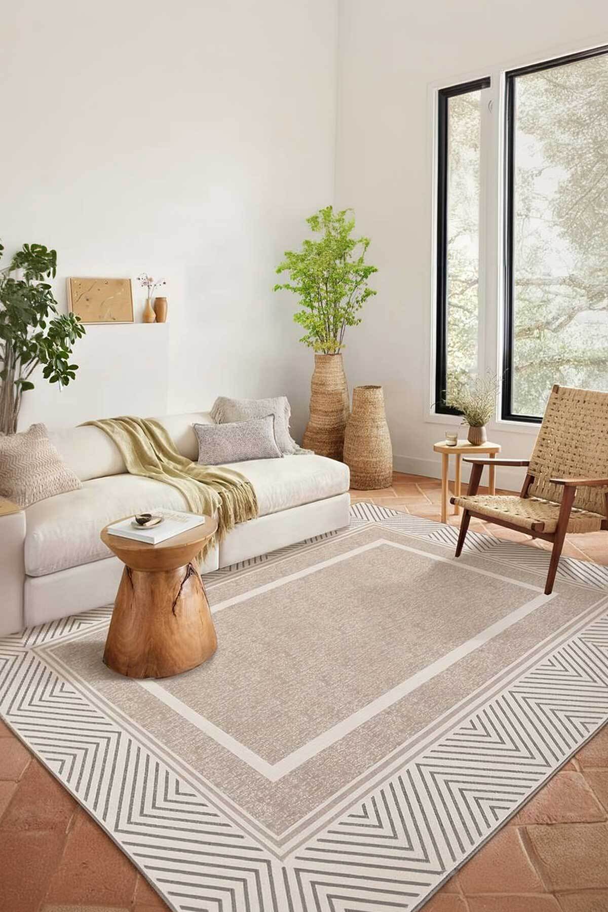 Decomia Home Неплъзгащ се, подлежащ на пране, модерен килим с геометричен диз...