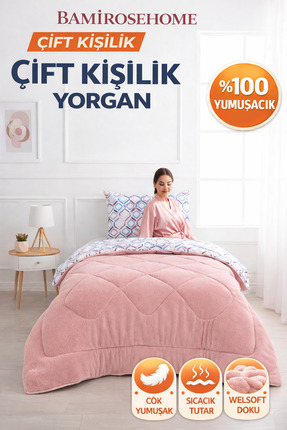 BAMİROSE DİAMOND LÜX WELLSOFT ÇİFT KİŞİLİK ÇİFT TARAFLI YORGAN + YASTIK KILIF...