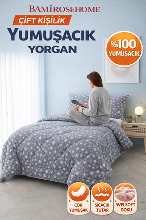 BAMİROSE DİAMOND LÜX WELLSOFT TEK KİŞİLİK ÇİFT TARAFLI YORGAN + YASTIK KILIFI...