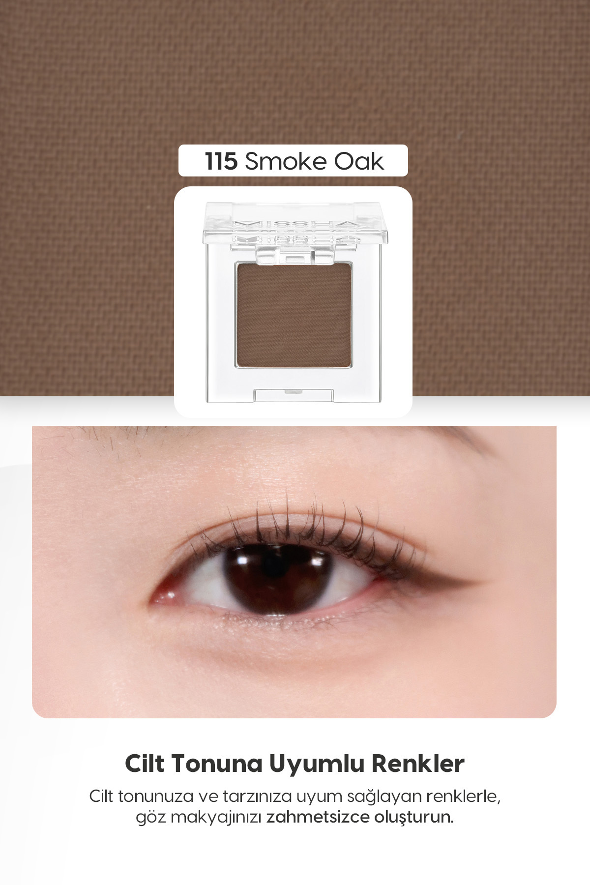 Yumuşak Dokulu, Dökülme Yapmayan Mat Tekli Göz Farı Modern Shadow Matte (115 Smoke Oak) — قهوه‌ای 111596 — تصویر 3 از 9
