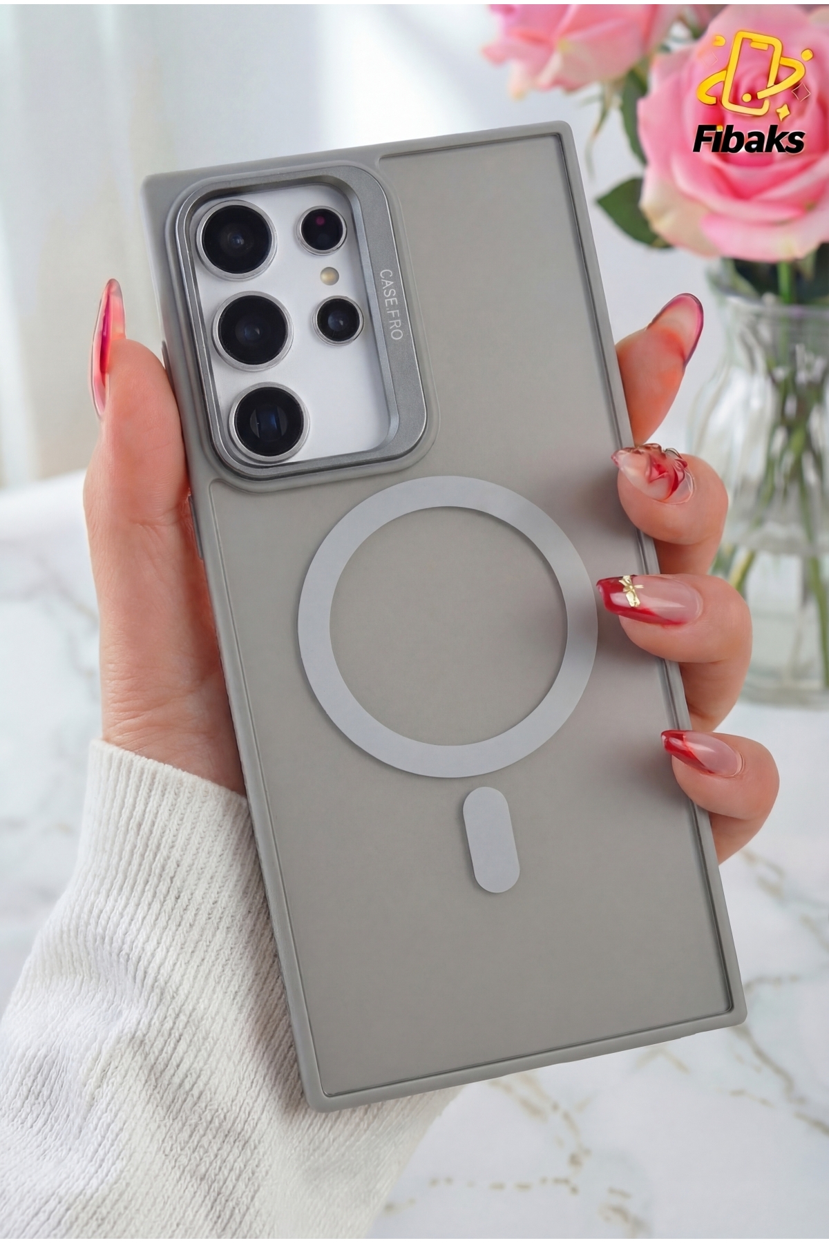 Galaxy S24 Case Stand Matte Magsafe Metal Key Camera Lens Gift Wonk Cover Grey