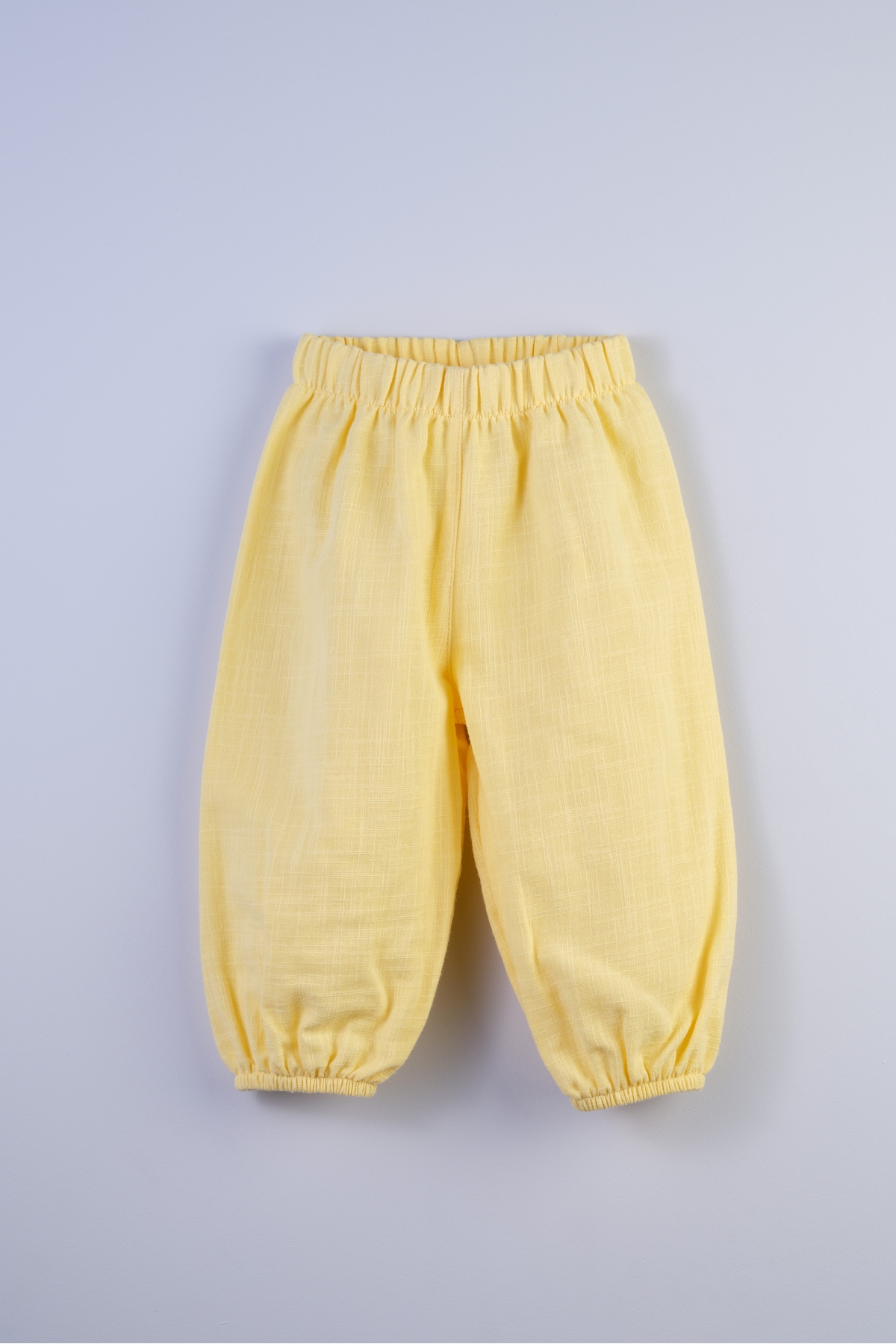 100% Cotton Flamed Muslin Fabric Baby Girl and Kids Loose-Fit Pants ( yellow )