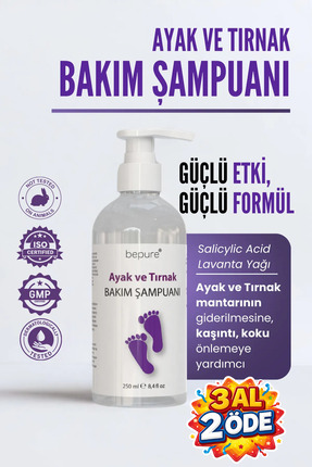 Bepure Ayak Ve Tırnak Mantar, Kasıntı ve Koku İçin Ayak Bakım Şampuanı 250 ml