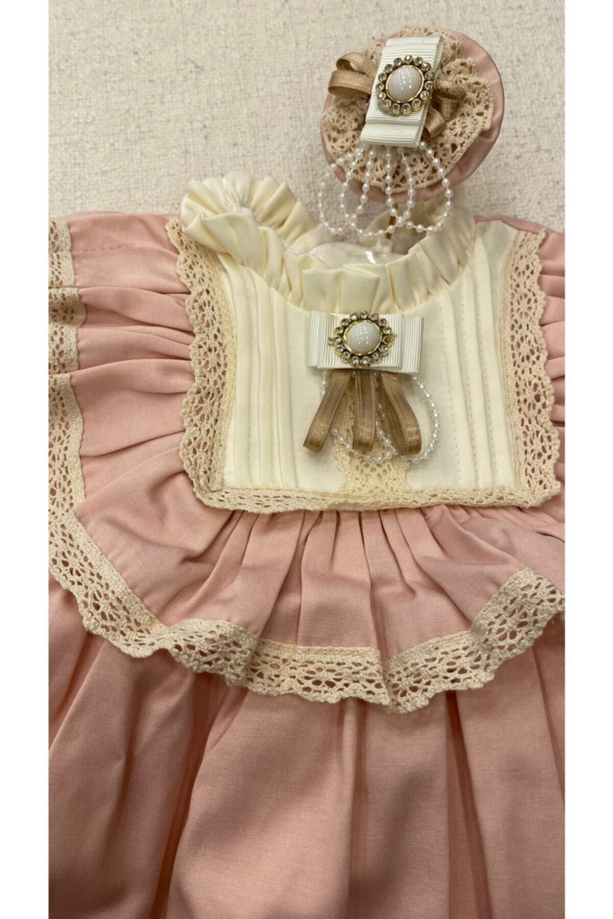 PARK BEBE Kız Bebek Abiye Eski Zaman Elbisesi Toka Aksesuarlı 9-24 Ay fotoğrafı 4 (önizleme)