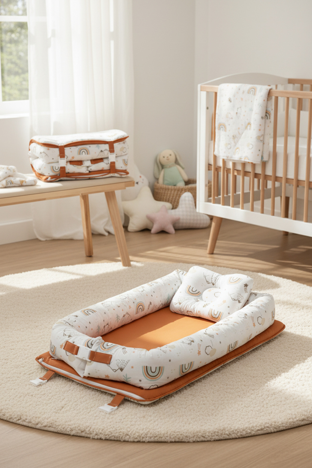 ebabynest Gökkuşağı Serisi Kahverengi Katlanabilir Nest fotoğrafı 2 (önizleme)