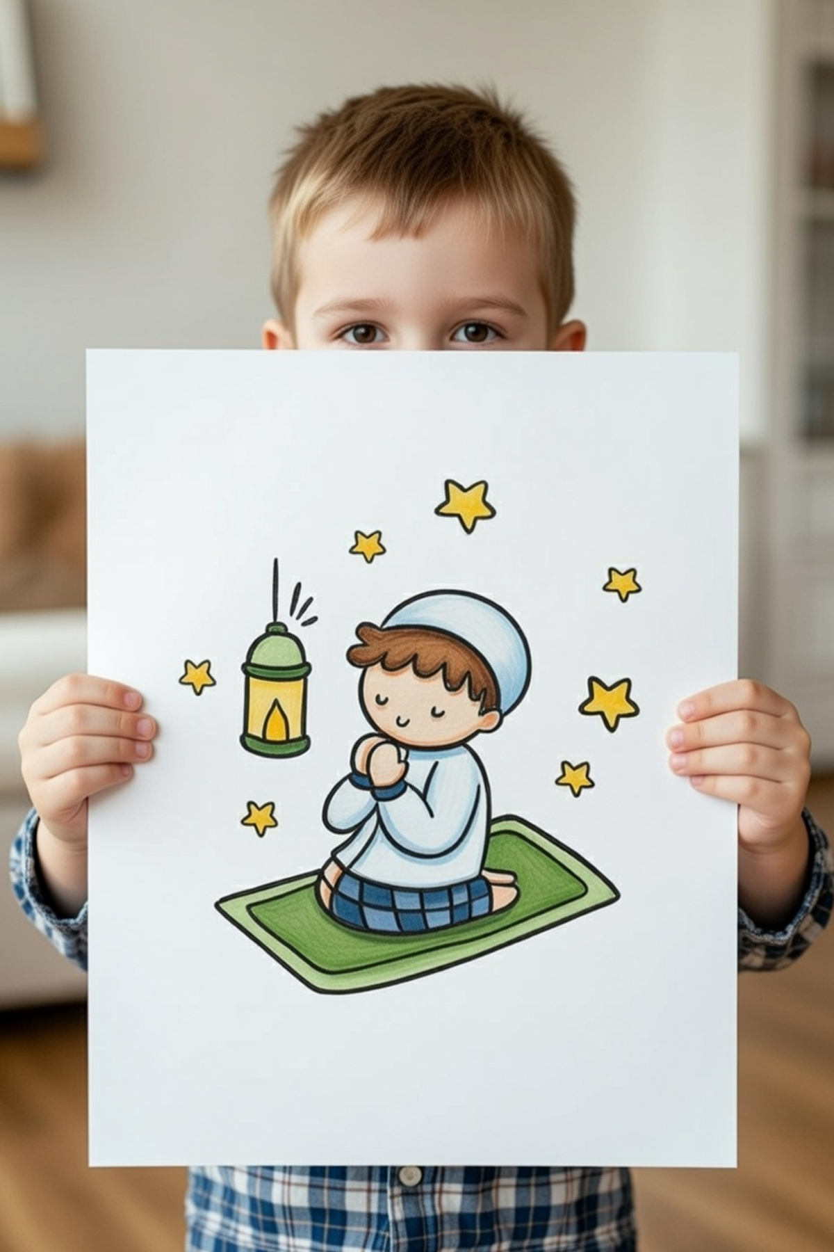 Kt Grup Ramazan Dua Eden Çocuk Fener ve Yıldızlar Dekoratif Priz Sticker fotoğrafı 2 (önizleme)
