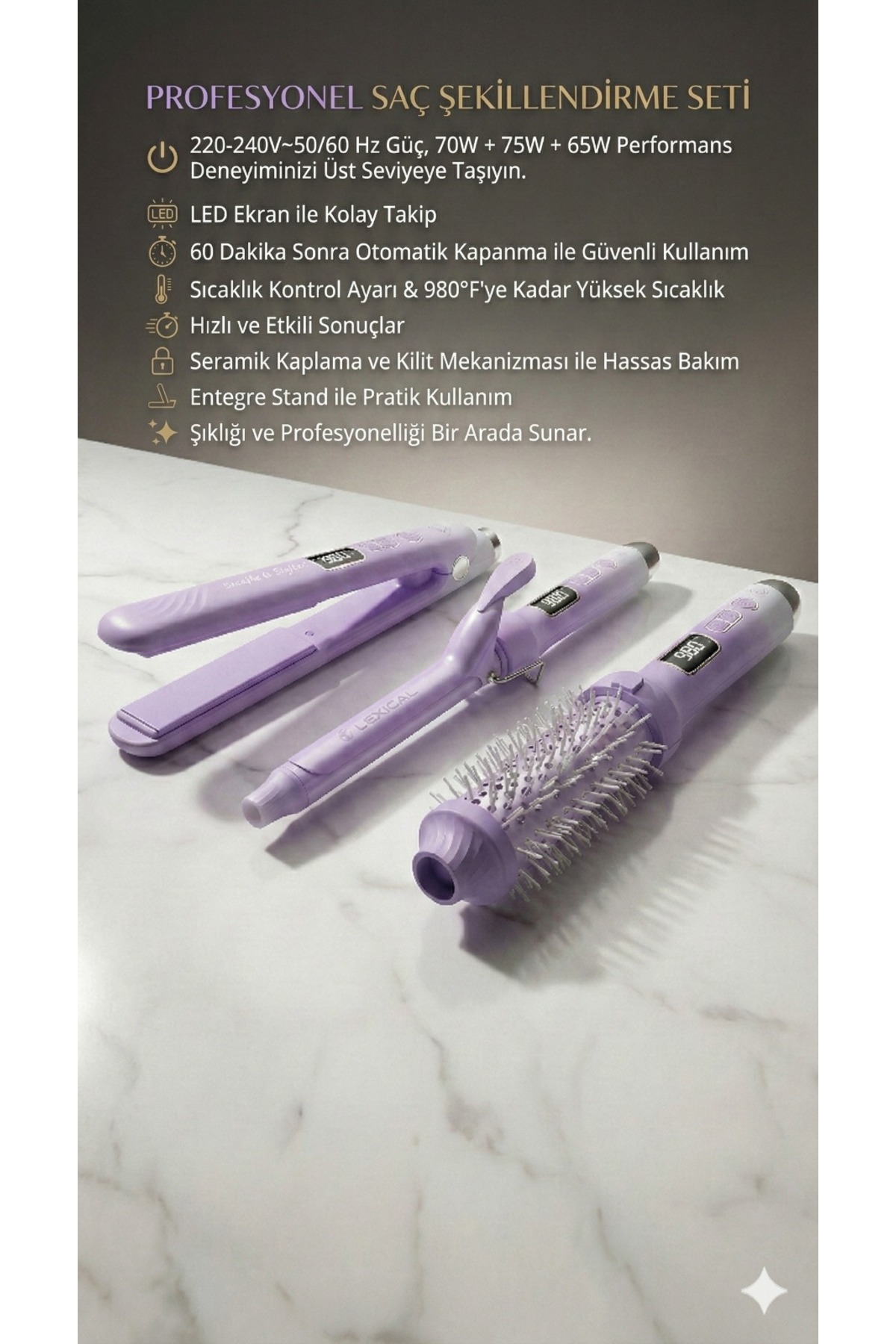 HC-18 Heartfelt Lush Lilac セット　未使用 Lexical LGW-5815 3'Ü 1 ARADA Profesyonel SAÇ ŞEKİLLENDİRME SETİ