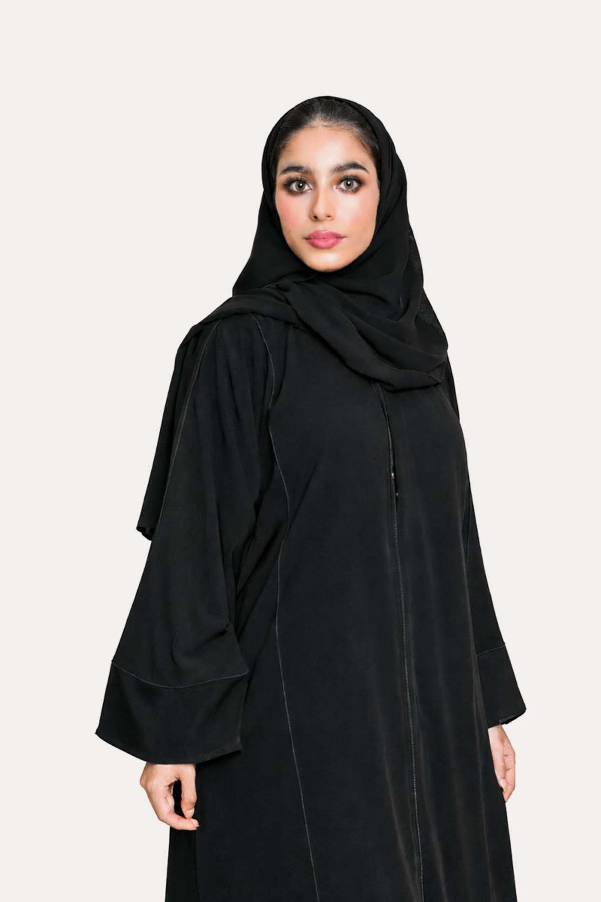 عباية كويتي كريب ملكي باللون الأسود