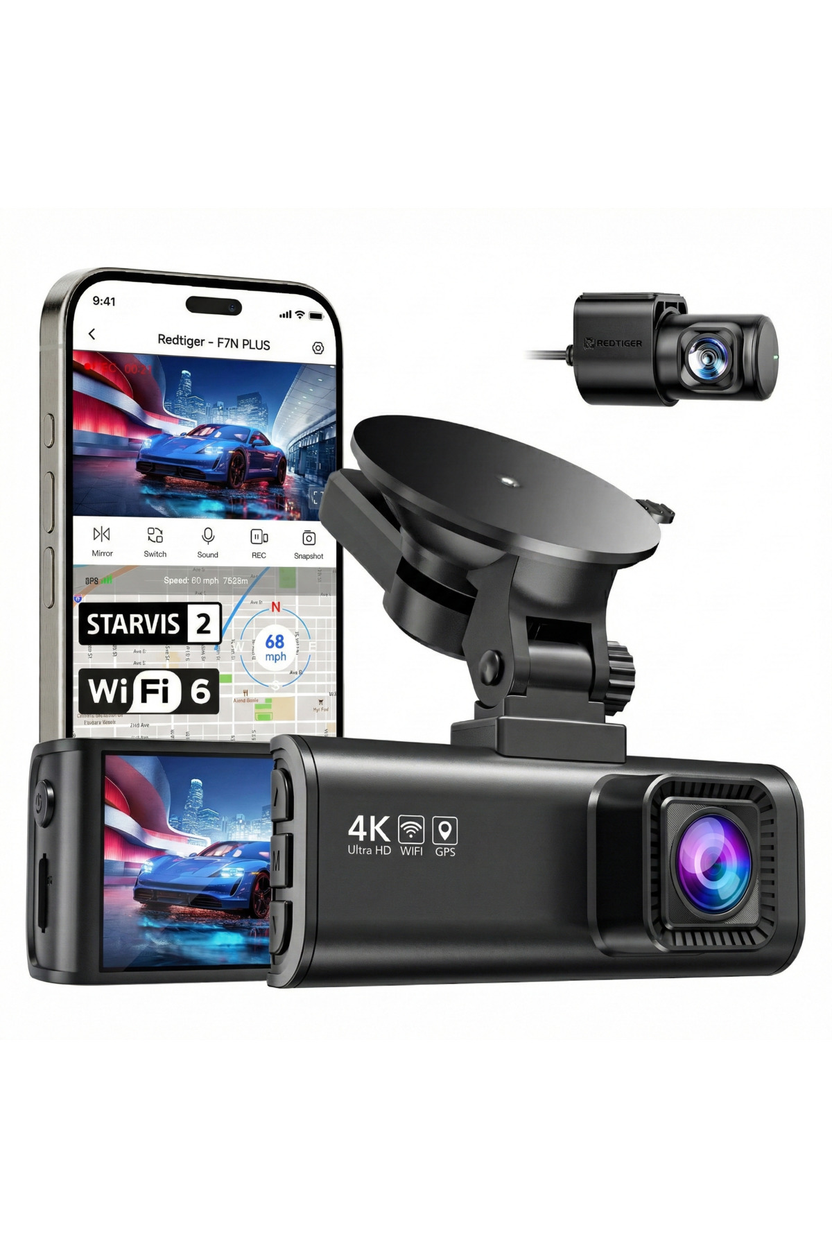 Red Tiger REDTIGER F7NP 4K Araç Kamerası – Ön Arka Kamera, Wi-Fi