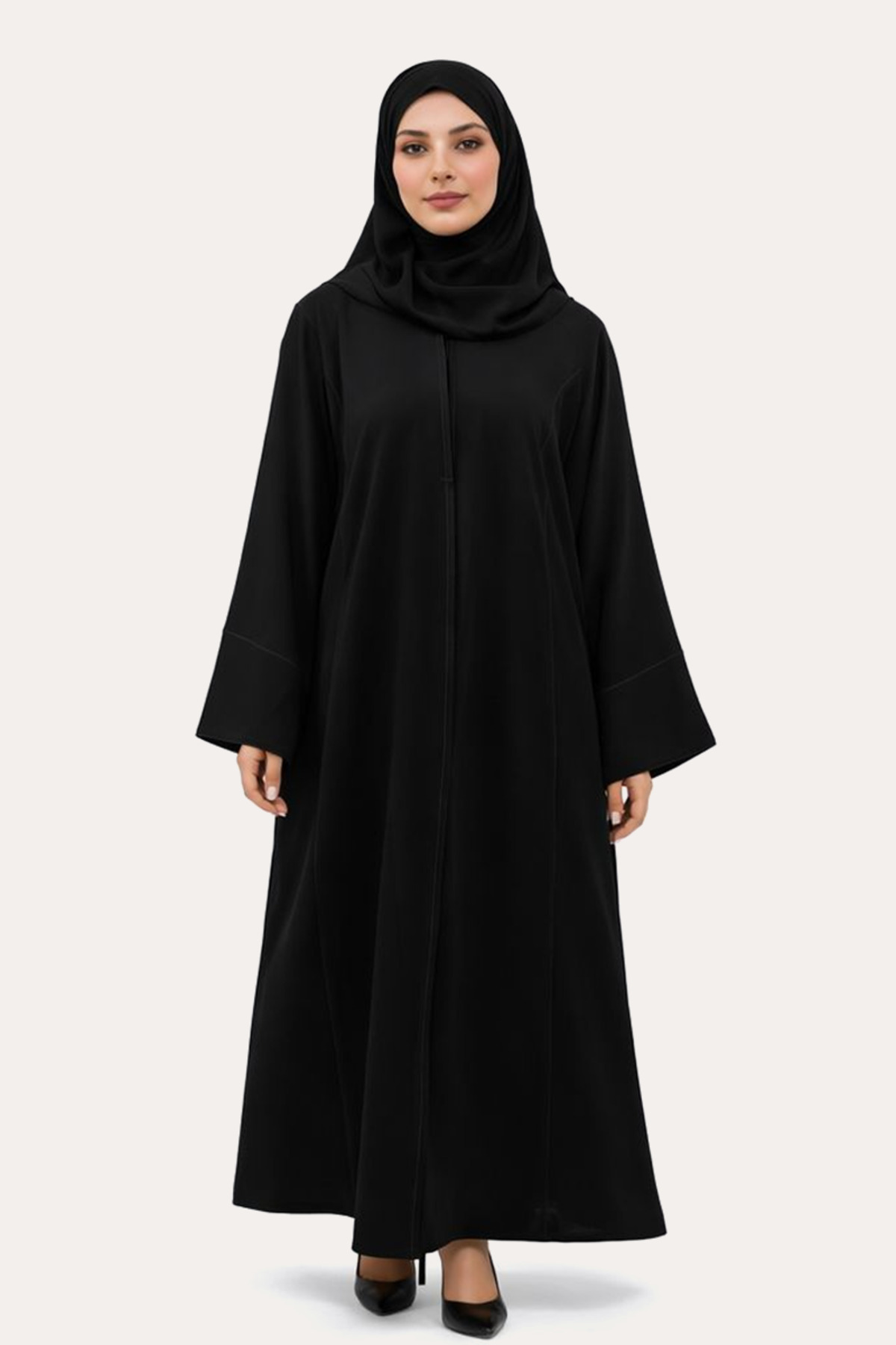 عباية كويتي كريب ملكي باللون الأسود