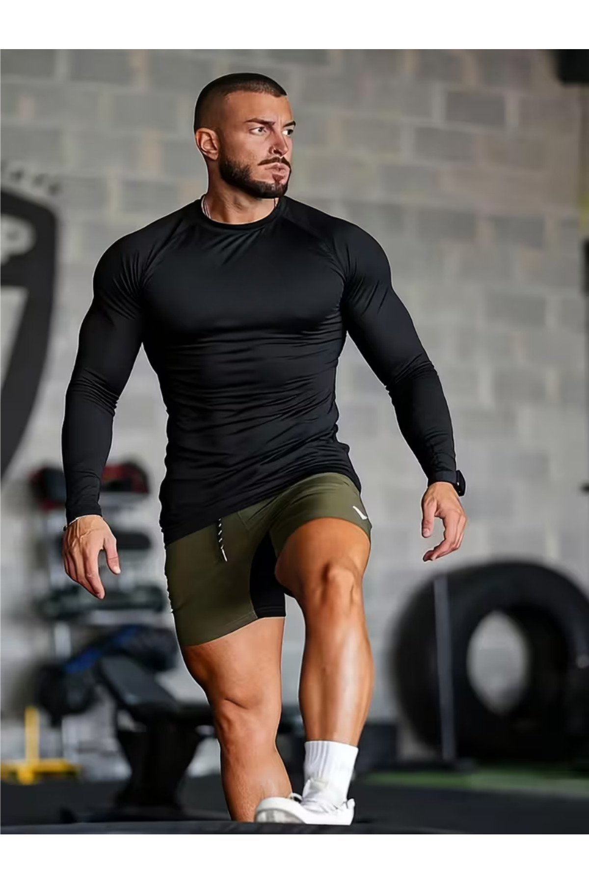 AY10 Compression Uzun Kol Futbol Body Uzun Kol Fitness Body Gym Body Sporcu Uzun Kol Fitness Body Siyah görsel 2