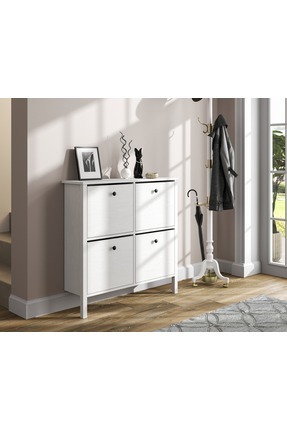 Sakura Ahşap Hunerika limma 4 kapaklı ayakkabılık -Wood Beyaz-Minifiks Bağlan...