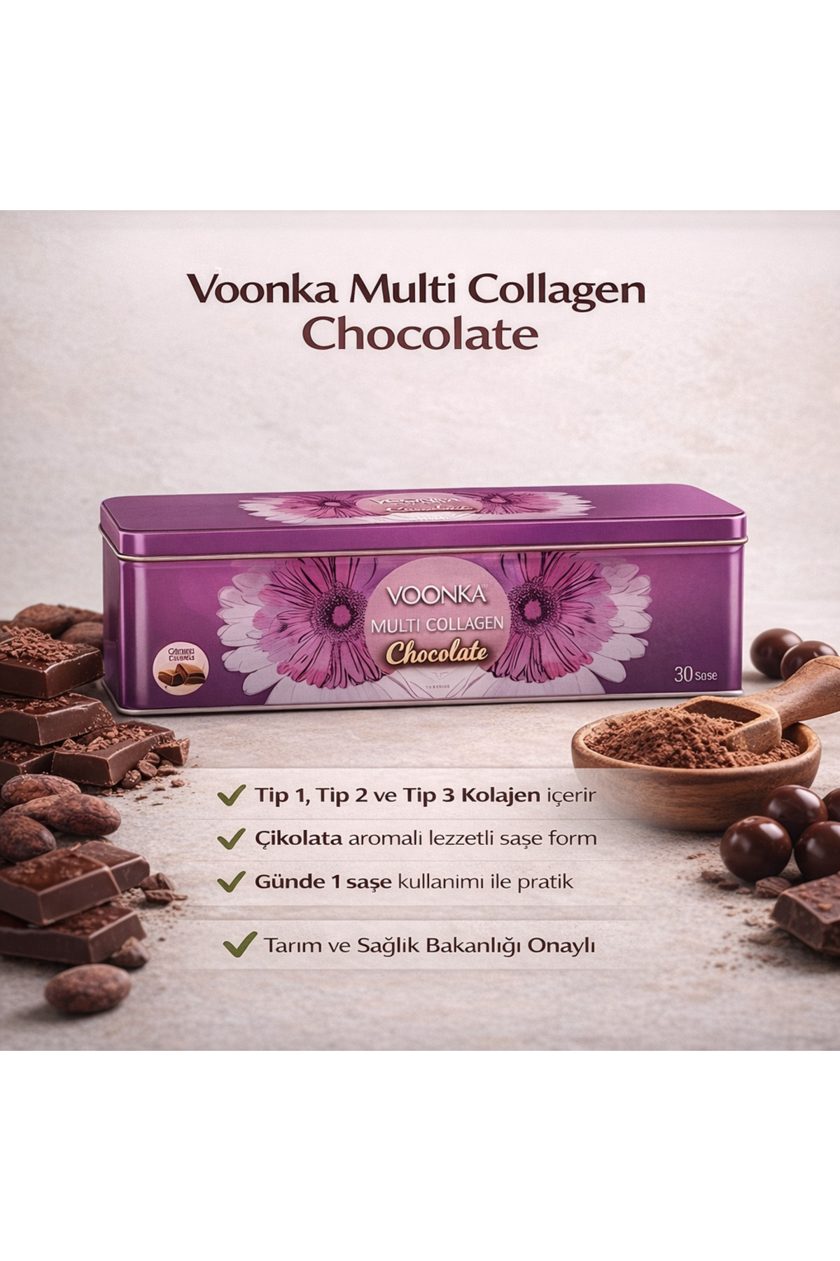 Voonka Multı Collagen Chocolate 10 gr x 30 Saşe 2 Adet - Fiyatı