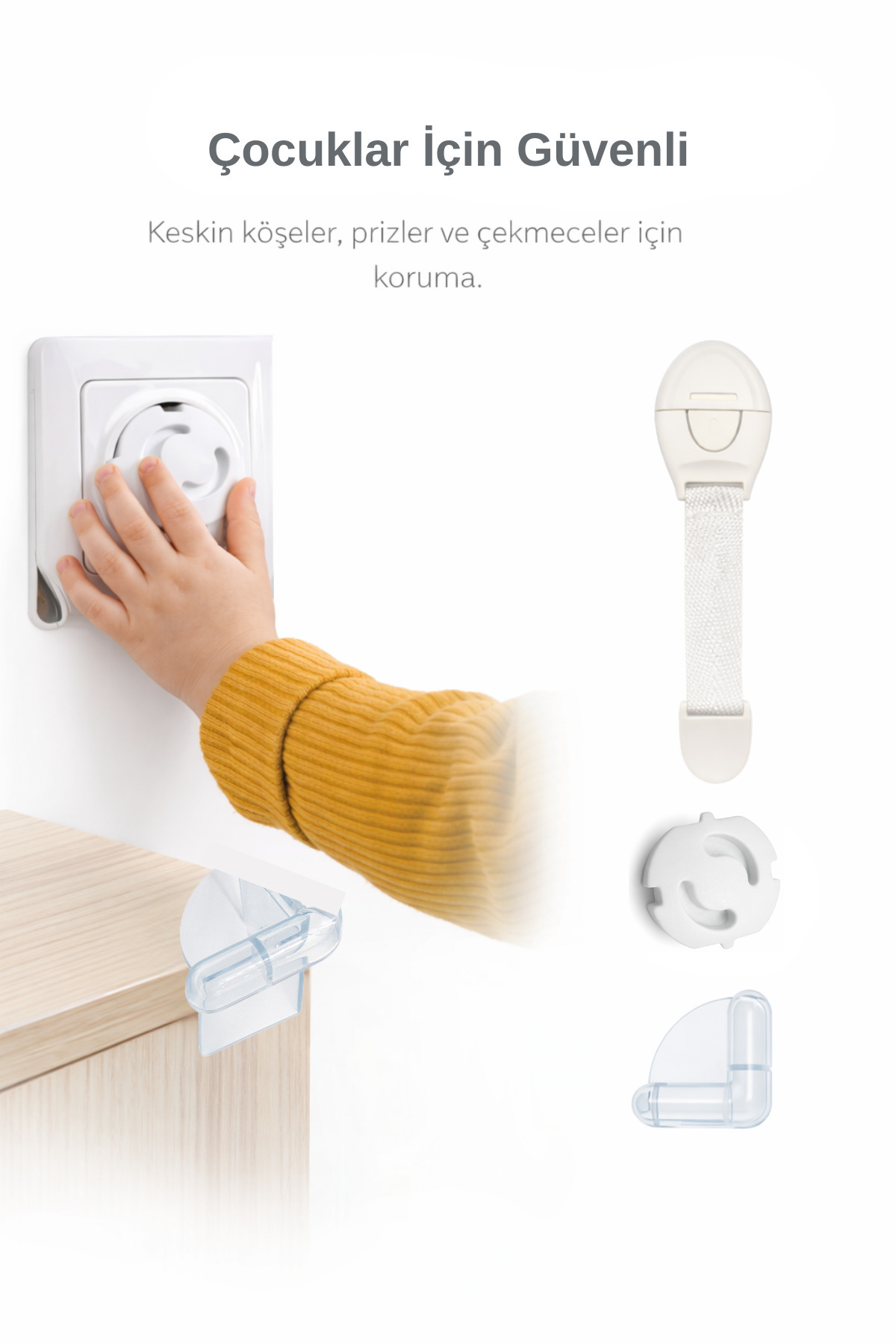 ketbox Çocuk Güvenlik Seti 15 Parça | Beyaz Çekmece Dolap Kilidi, Köşe Koruyucu ve Priz Koruyucu Set fotoğrafı 4 (önizleme)
