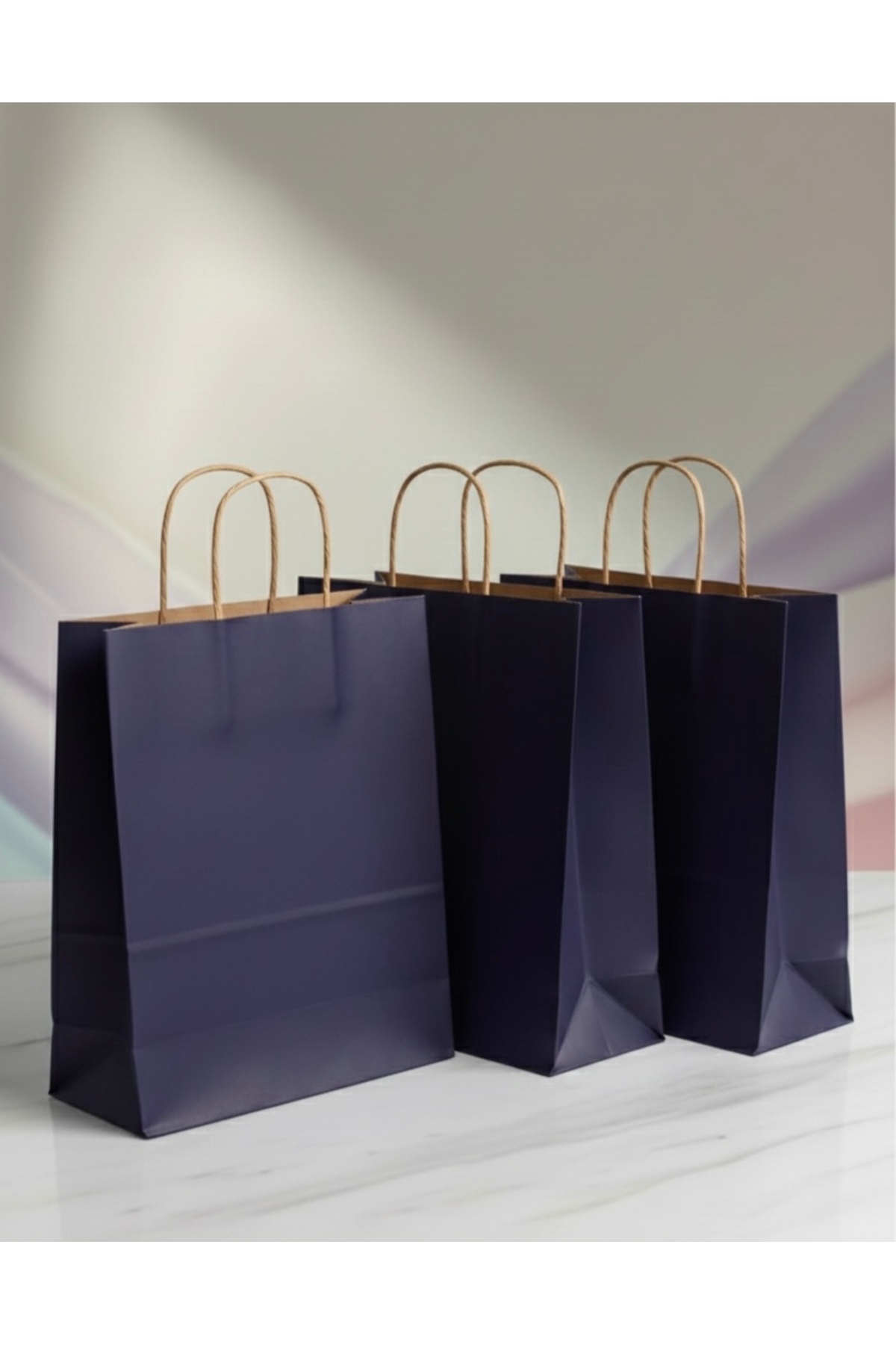 aybaş kağıtçılık 1.Kalite 25x31 Cm Büyük Boy (10 Adet) Lacivert Renkli Kraft Kağıt Çanta,Hediye Paketi, Hediye Poşeti fotoğrafı 2 (önizleme)