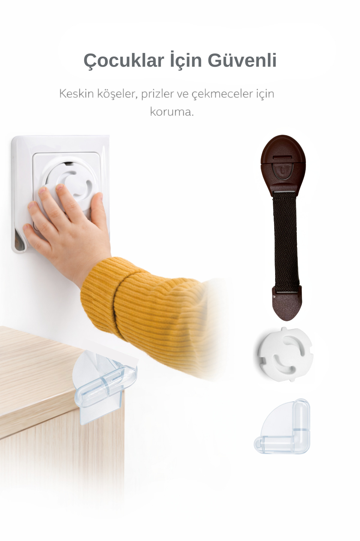 ketbox Çocuk Bebek Güvenlik Emniyet Seti 5 Çekmece Dolap Kilidi , 4 Köşe Koruyucu, 6 Priz Koruyucu fotoğrafı 4 (önizleme)