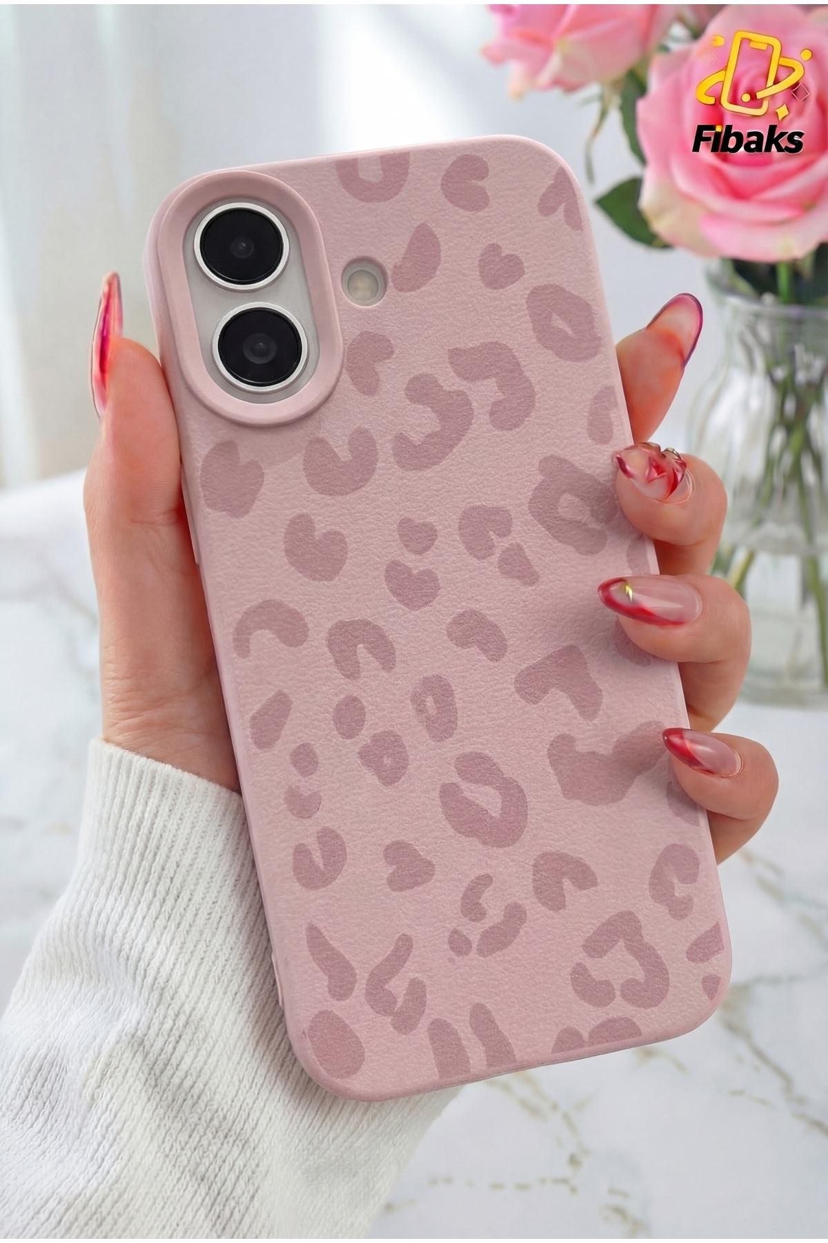 iPhone 16 Case Pink Leopard Pattern Slim Soft Silicone