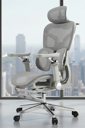 ErgoMekan X300 Ergo Fileli Ofis ve Çalışma Sandalyesi Ayak Uzatmalı Gri