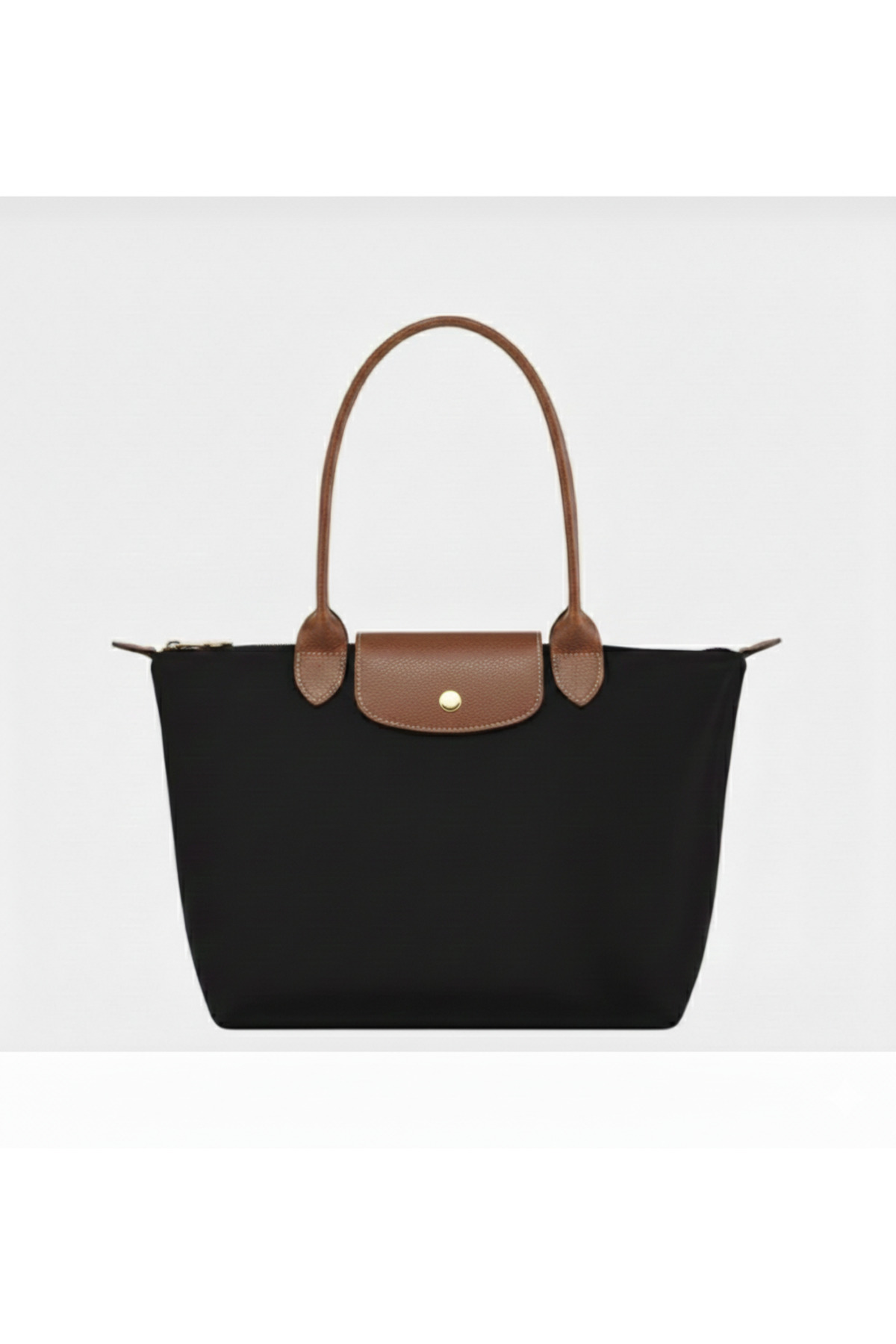 timelessbag Жіноча чорна сумка на блискавці з ручкою та ременем з тканини