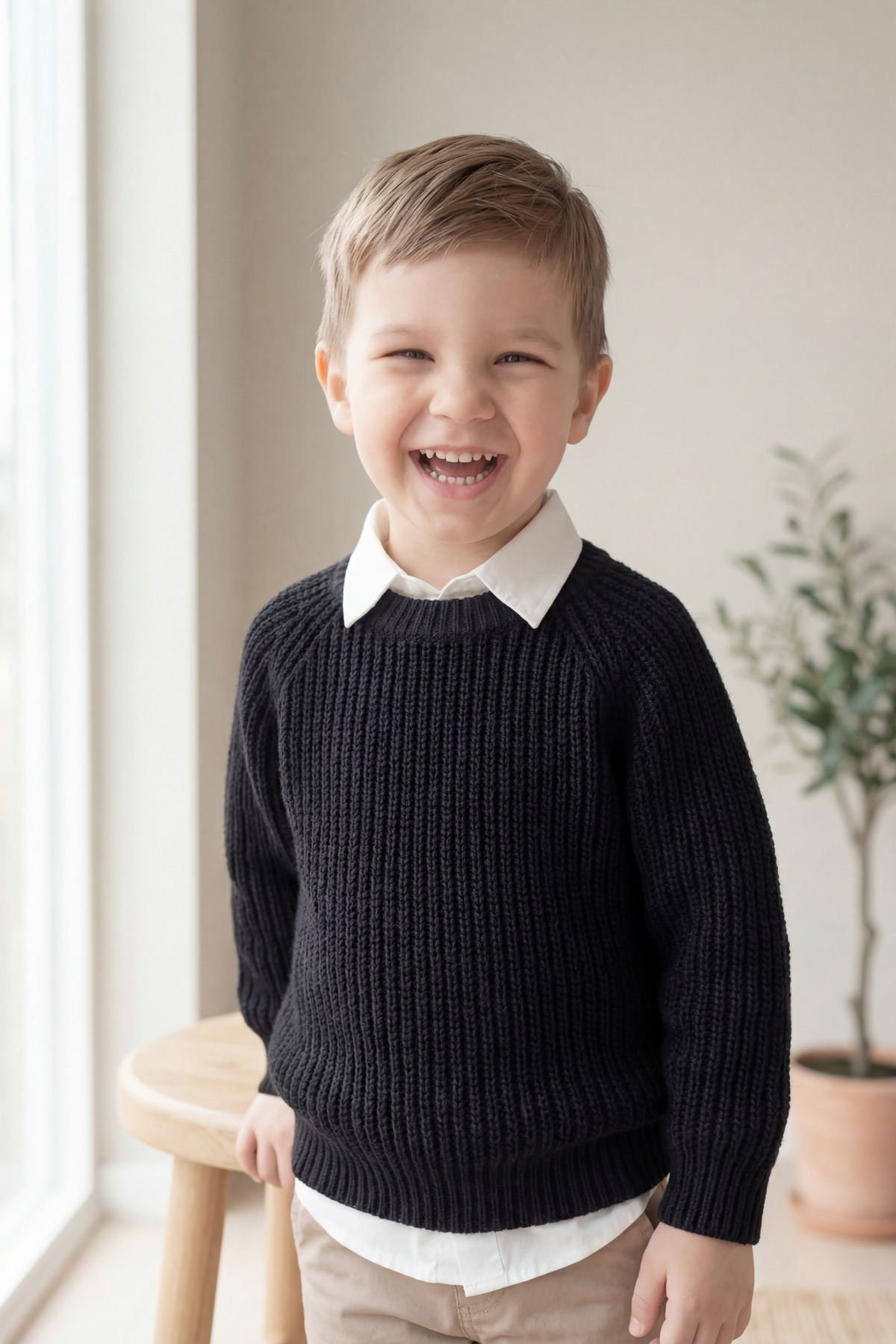 Babily Bebek Çocuk Dikişsiz Premium Triko Kazak Esnek Unisex Yumuşak Kalın fotoğrafı 6 (önizleme)