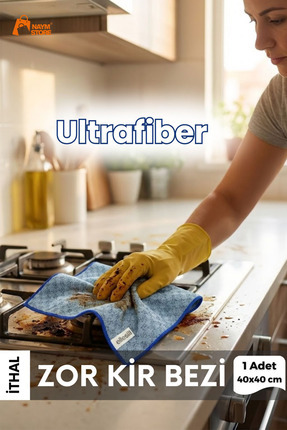 meastore ( 1 Adet ) Telli Zor Kir Temizlik Bezi Ankastre Ocak Davlumbaz 40*40...